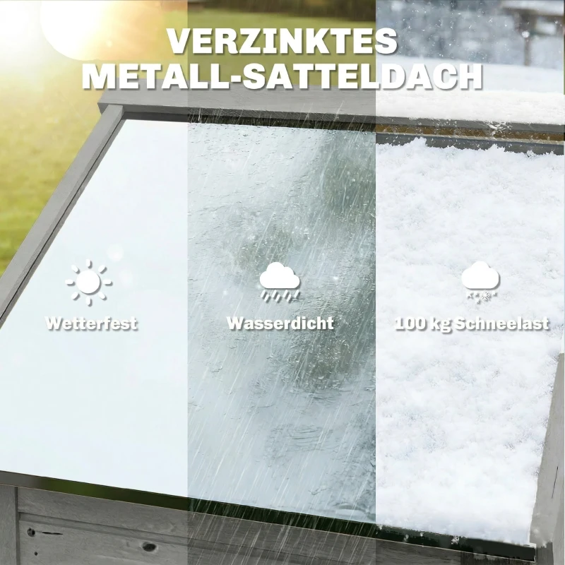 Outsunny Gartenschrank Holz extra hohe Geräteschuppen mit verstellbar Ablage magnetisch Tür galvanisiert Dach Belüftung