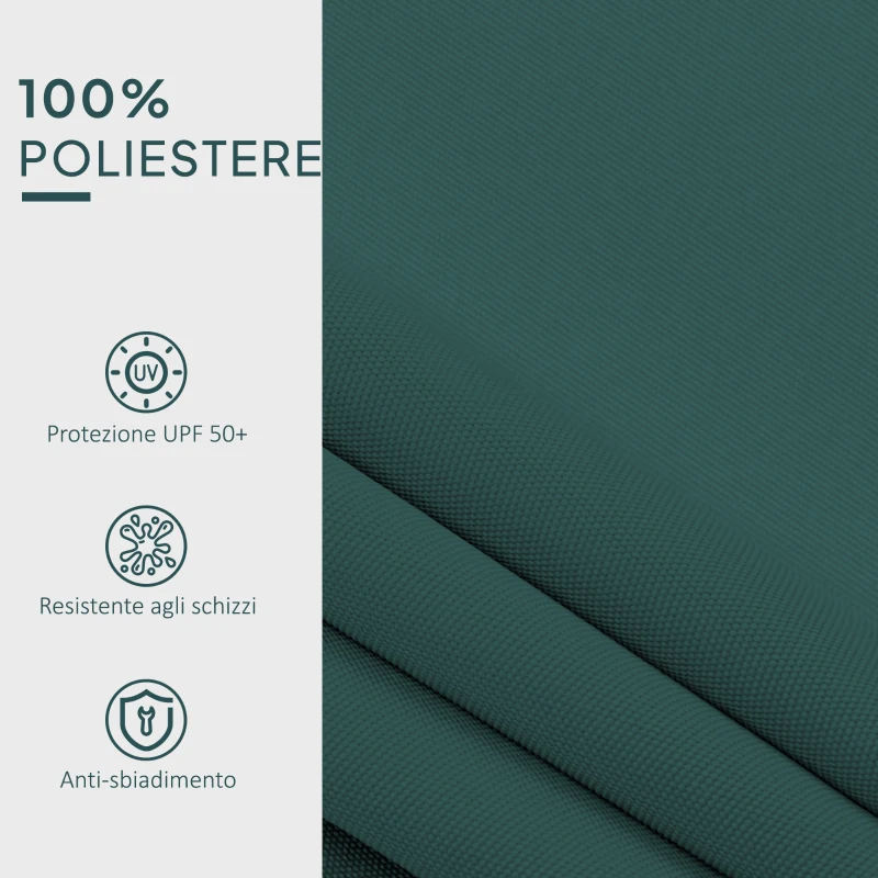 Outsunny Telo di Ricambio per Tenda Parasole Retrattile 3x2.5 m in Poliestere Anti UV 50+ Verde