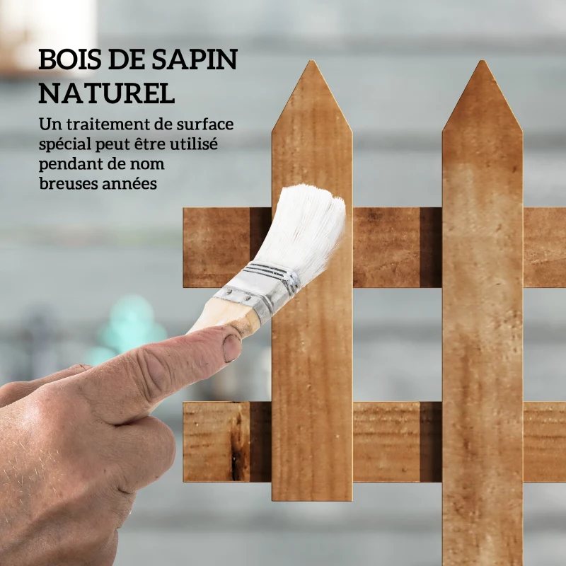 Outsunny Bordures à Planter 12 pcs - Bordures de pelouse - barrières de Jardin en Bois de Sapin pré-huilé - Bordure dim. 60L x 34H cm