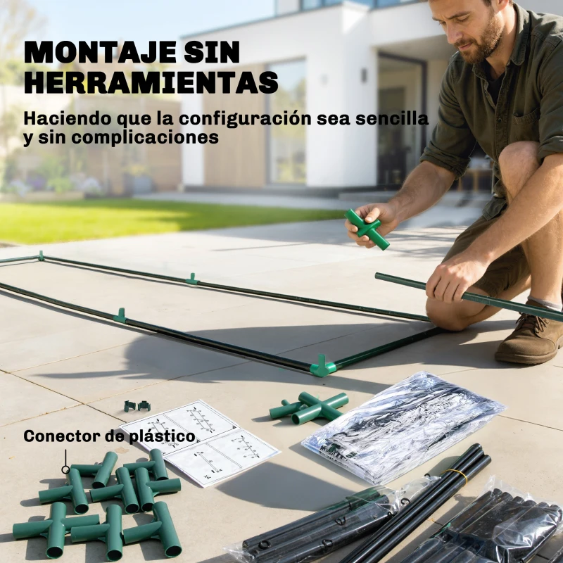 Outsunny Invernadero Pequeño de 3 Niveles 2 Puertas Enrollables Marco de Acero Cubierta de Plástico 143x46x164 cm Transparente