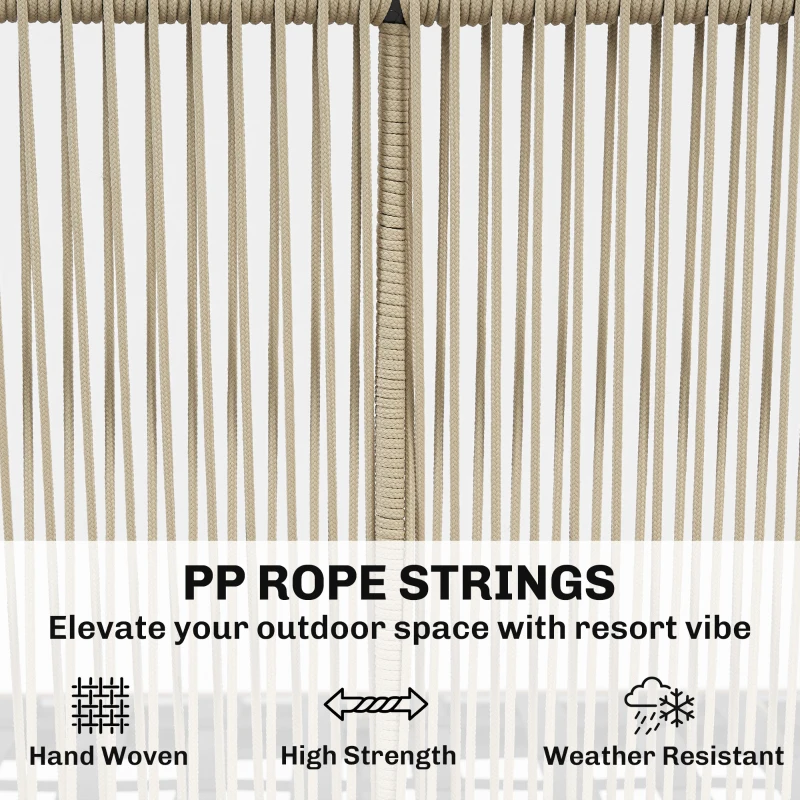 Outsunny Tuinmeubelset 4-delig polyrattan loungeset met tweezitter, 2 stoelen, acaciahouten lamellentafel, dikke wasbare kussens