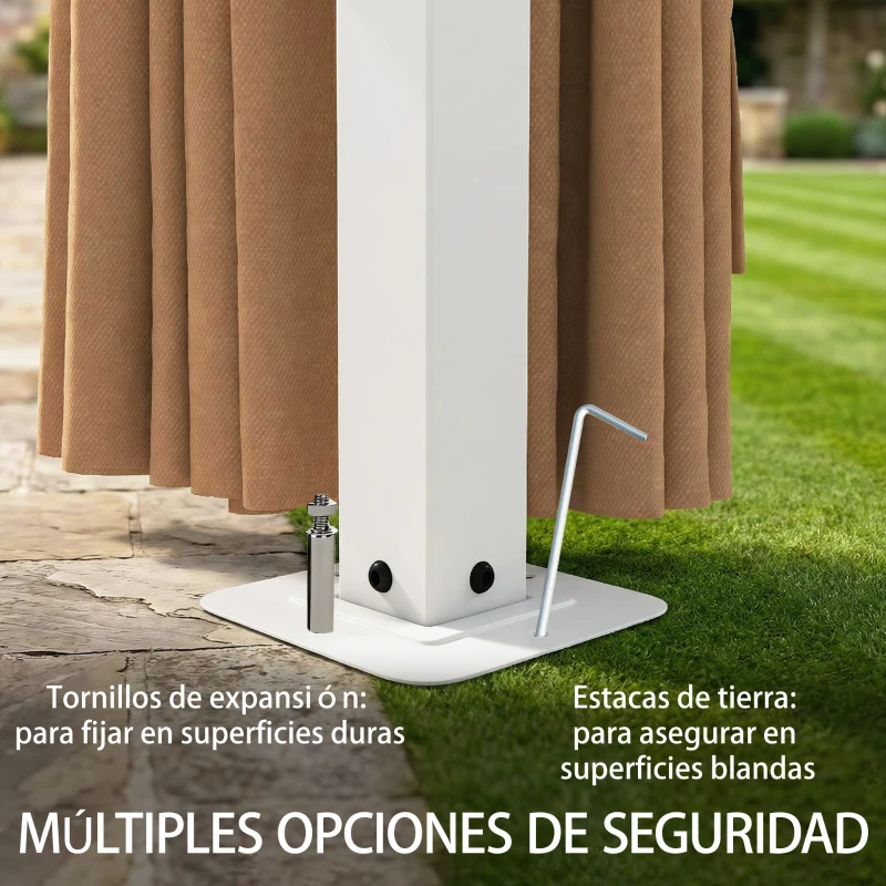 Outsunny Carpa para Jardín 3x4 m con Techo Ventilado 4 Paredes y 4 Mosquiteras UPF50+ para Exterior Terraza Caqui
