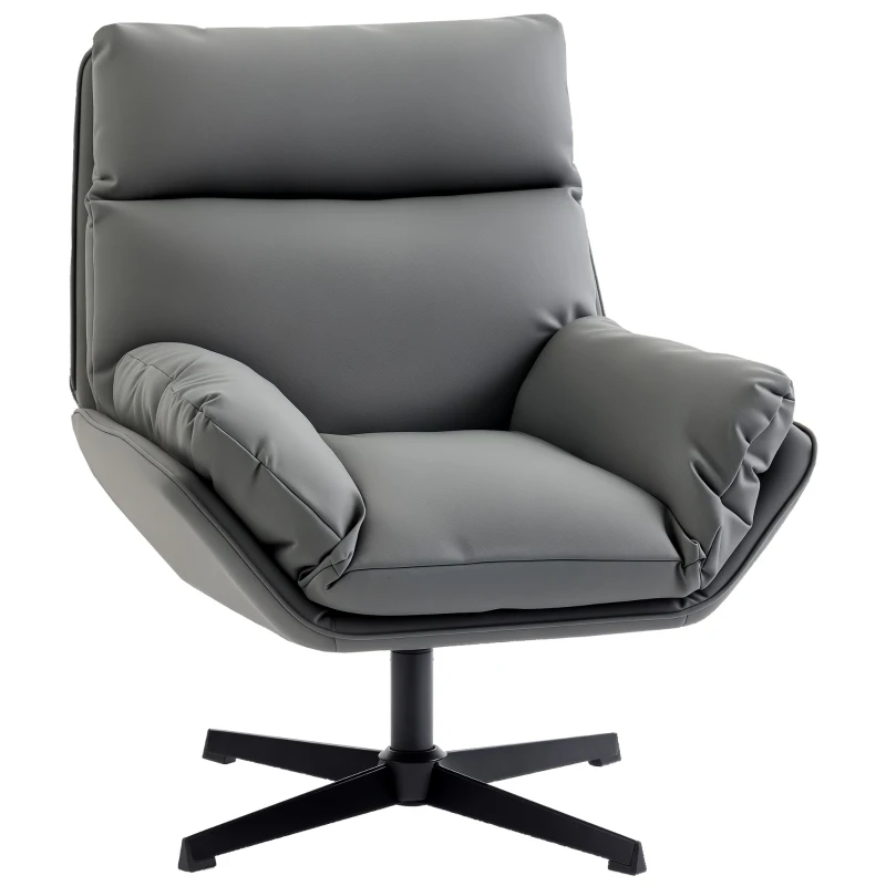 HOMCOM Accent Chair with 360 Swivel Armchair for Living Room with Padded Cushion Dark Grey