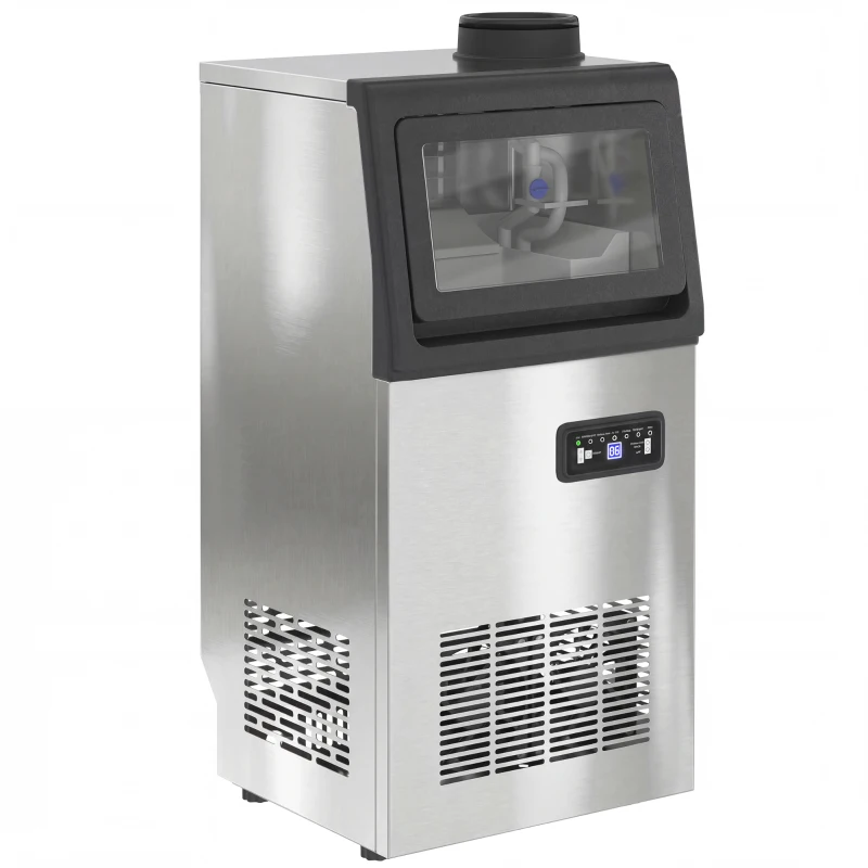 HOMCOM Machine à glaçons commerciale 36 kg/24h, acier inoxydable, ice maker, capacité 7,5 kg, 36 cubes par 10 minutes,