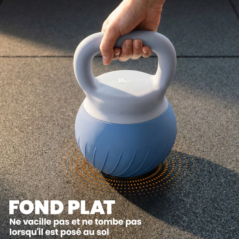SPORTNOW Kettlebell 8 kg, Haltère avec Poignée Ergonomique Antidérapante, Haltère à Boule, Musculation, Entraînement, Bleu
