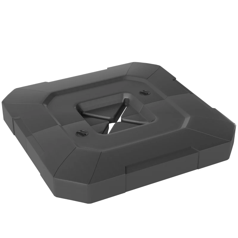 Outsunny Set 2 Pesi Base per Ombrellone a Sbalzo in HDPE Riempibili fino a 105 kg, 101x101x12cm, Nero