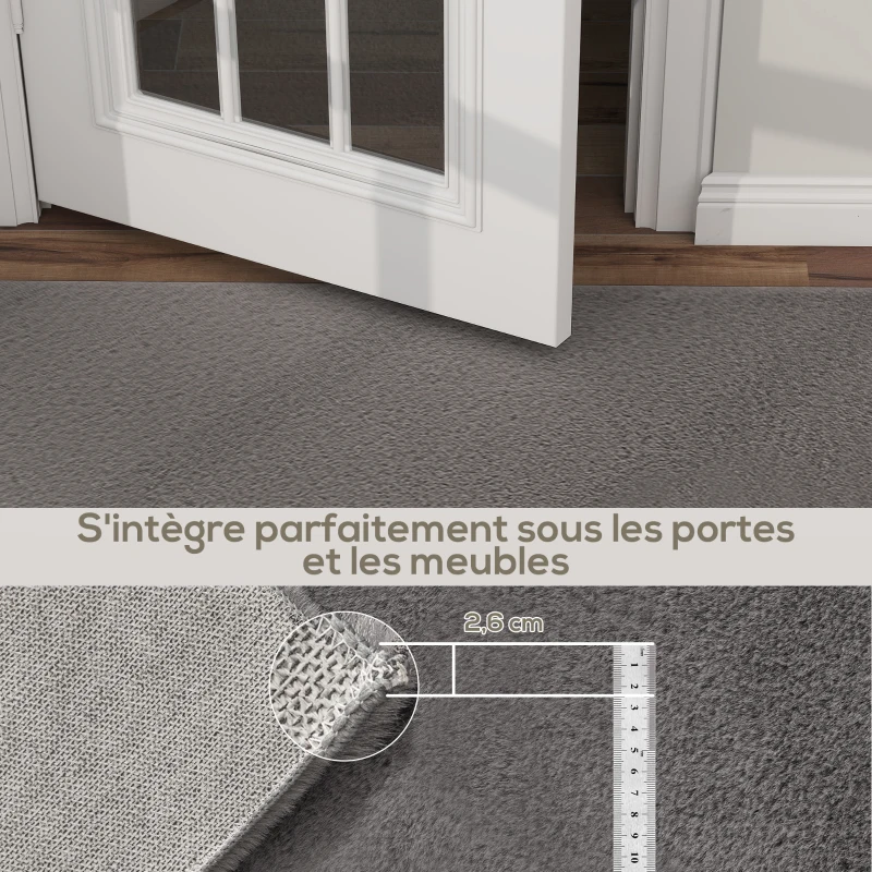 HOMCOM Tapis salon 200 x 140 cm tapis à poils longs, lavable en machine, antidérapant, en fausse fourrure, gris clair