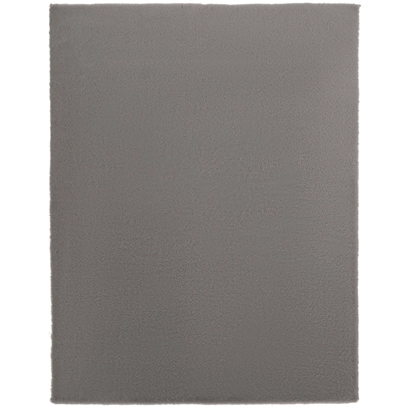 HOMCOM Tapis salon 200 x 140 cm tapis à poils longs, lavable en machine, antidérapant, en fausse fourrure, gris clair