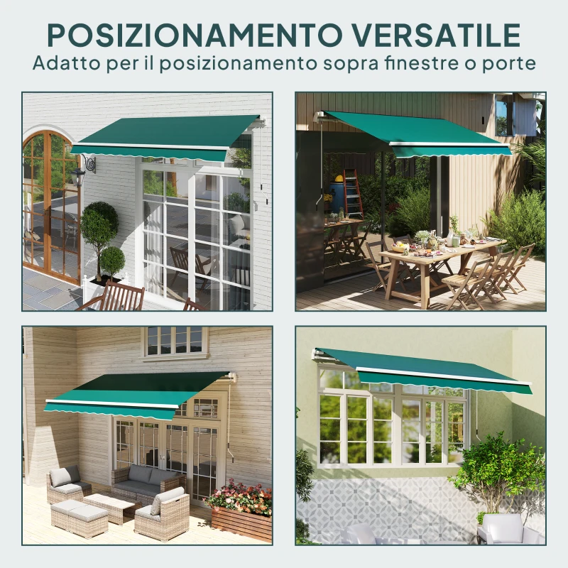 Outsunny Telo di Ricambio per Tenda Parasole Retrattile 3x2.5 m in Poliestere Anti UV 50+ Verde