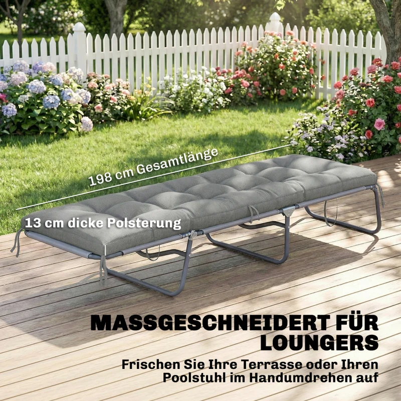 Outsunny Palettenkissen Abnehmbar Sitzkissen mit Befestigungsbändern Palettenpolster für die meisten Liegen 198x65x13cm Hellgrau