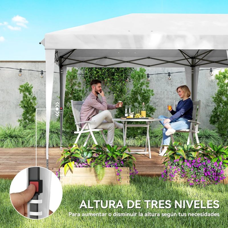 Outsunny Carpa Plegable 6x3 m Pop-up con 4 Laterales Desmontables Cenador de Jardín con 2 Ventanas y Bolsa de Transporte Blanco