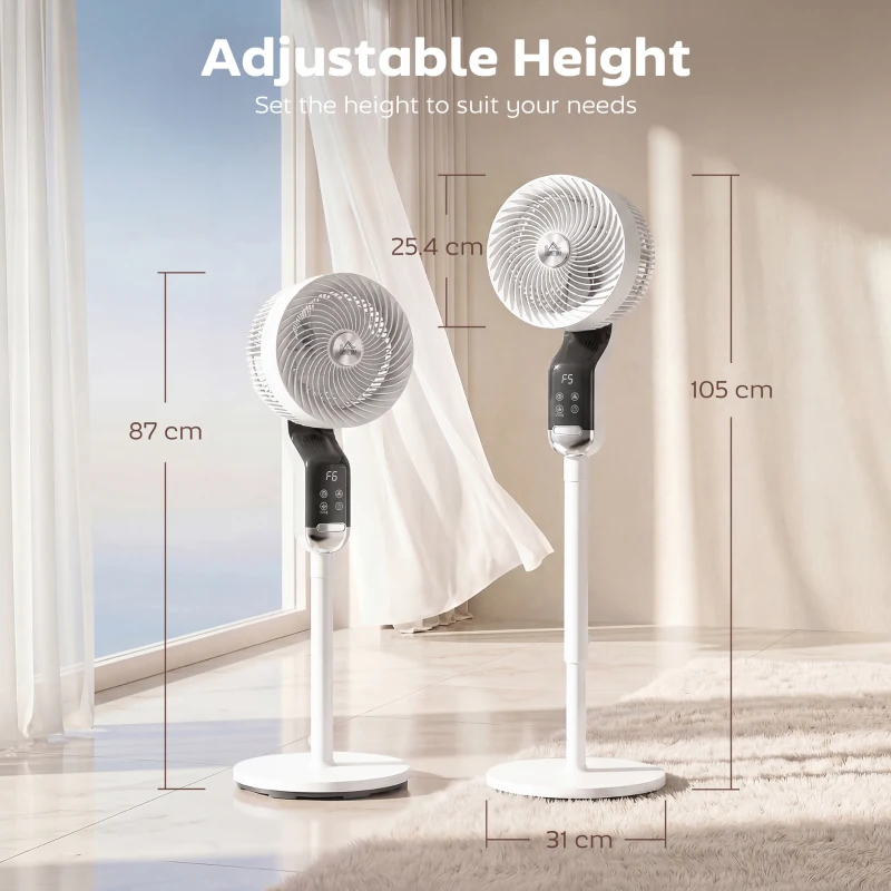 HOMCOM 20 dB Silent Standing Fan, 41" Pedestal Fan with Remote, 85° Oscillating, 8 Speeds, Adjustable Height, 12H Timer