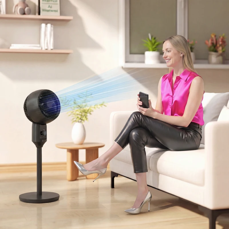 HOMCOM Air Circulator Fan Pedestal Cooling Fan with 3 Speed and Carry Handle, 9 Inch, Black