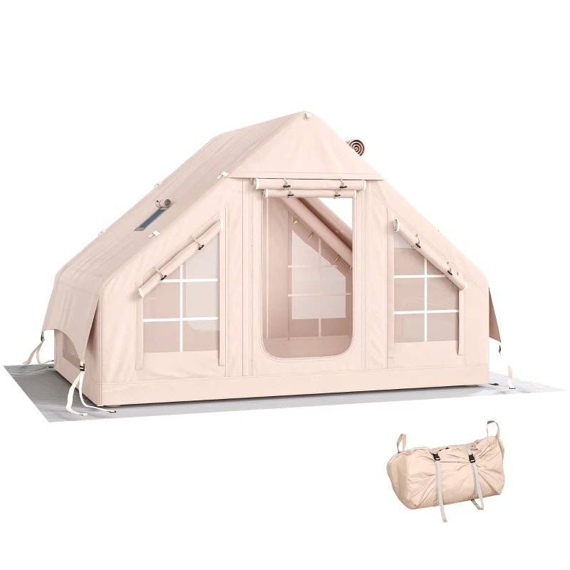 Outsunny Tenda Insuflável com Saída para Fogão e Claraboia Bomba Bolsa UPF30+ para 4 Estações Impermeável 5000+