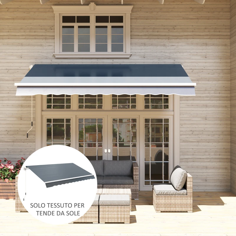 Outsunny Telo di Ricambio per Tenda Parasole Retrattile 4x3 m in Poliestere Anti UV 50+ Grigio