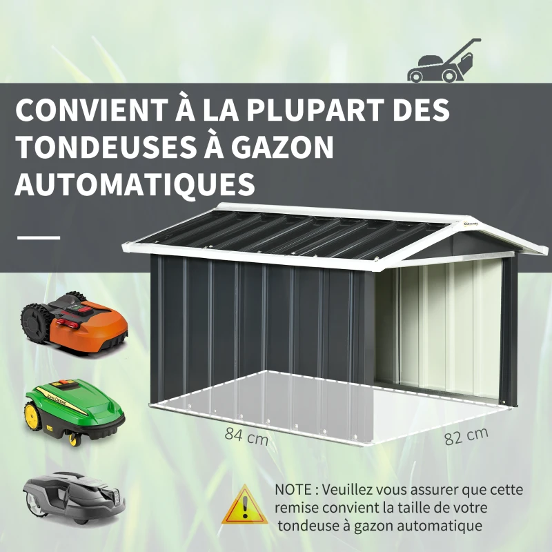 Outsunny Abri de jardin pour tondeuse à gazon robot-tondeuse - garage tondeuse robot - tôle acier gris