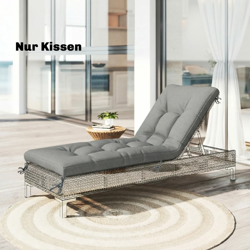 Outsunny Palettenkissen Abnehmbar Sitzkissen mit Befestigungsbändern Palettenpolster für die meisten Liegen 198x65x13cm Hellgrau