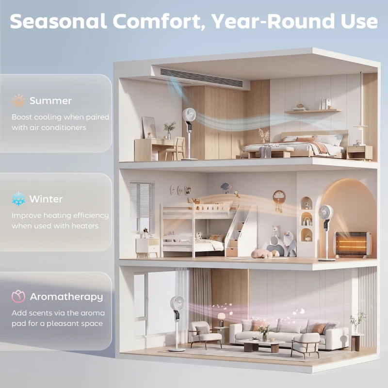 HOMCOM 20 dB Silent Standing Fan, 41" Pedestal Fan with Remote, 85° Oscillating, 8 Speeds, Adjustable Height, 12H Timer