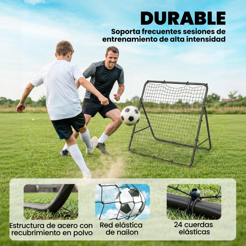 SPORTNOW Red de Rebote Plegable Reboteador de Fútbol Ángulo Ajustable de 5 Niveles con Tubo de Acero 120x73x112 cm Negro