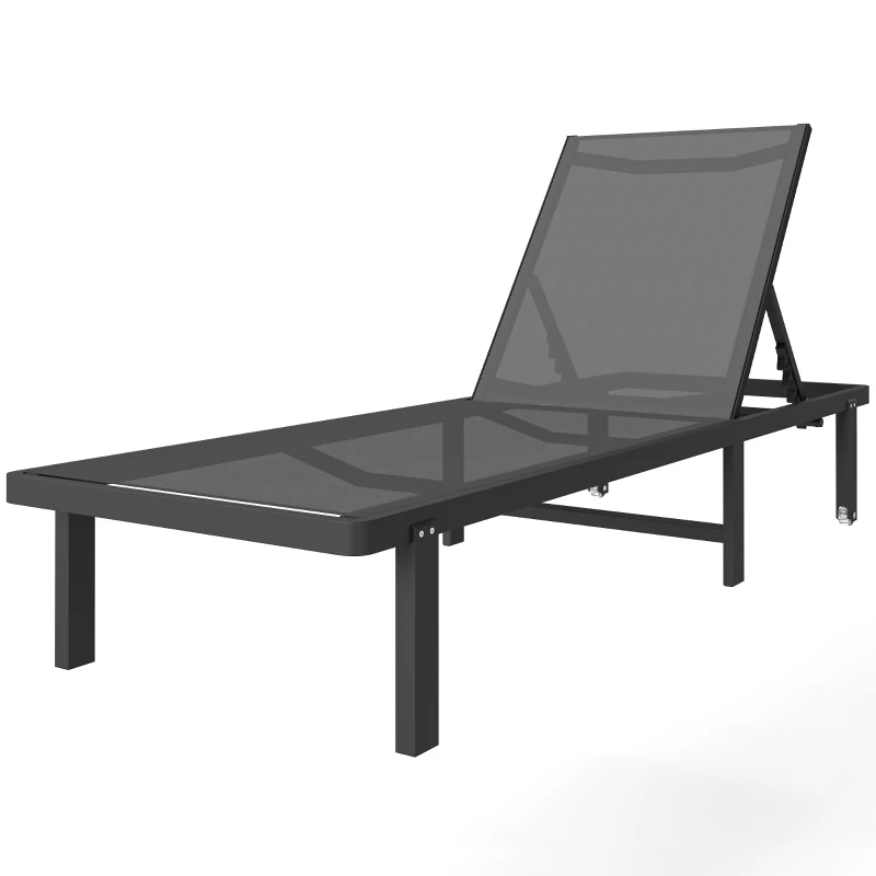 Outsunny Conjunto de 2 Espreguiçadeiras de Jardim Reclináveis com Rodas Encosto Ajustável em 4 Níveis e Tecido Textilene Cinza Escuro