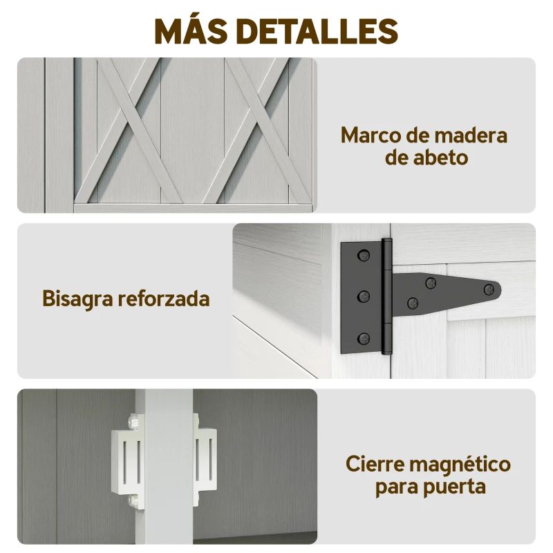 Outsunny Caseta de Jardín de Madera 75x40x90 cm Armario para Almacenaje de Herramientas con 4 Estantes 2 Puertas Gris