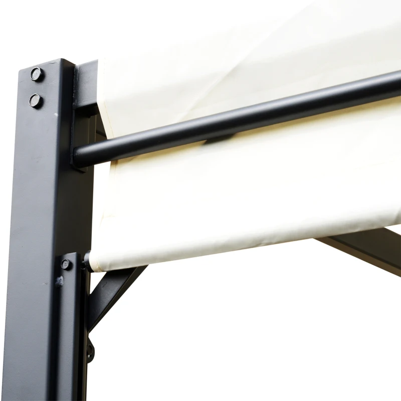 Outsunny Pergola tonnelle de jardin avec auvent coulissant 3 x 3 m - structure acier époxy et toile polyester - crème et noir