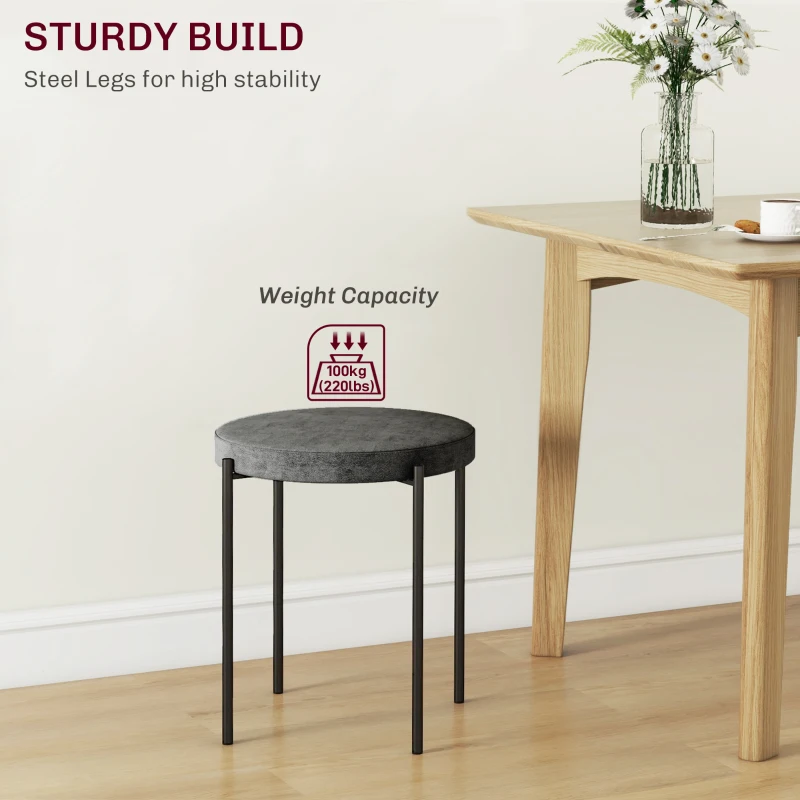 HOMCOM Zestaw 4 nowoczesnych hokerów do jadalni, szary, metalowy