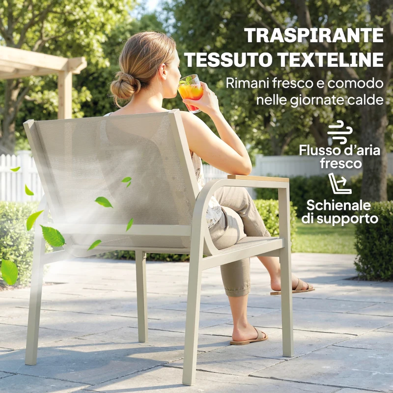 Outsunny Set Divano da Esterno con Loveseat e 2 Poltrone, Verde