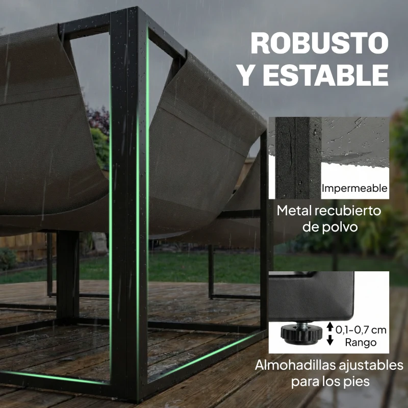 Outsunny Conjunto de Jardín Exterior con Cojines Gruesos 2 Sofás de 2 Plazas Sofá de Esquina y Mesa de Centro de Vidrio Gris