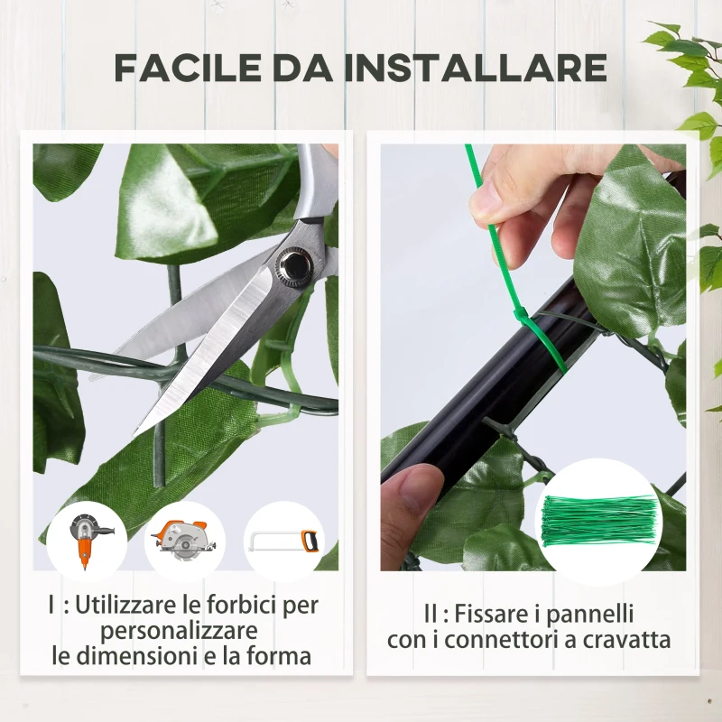 Outsunny Siepe Artificiale Arrotolabile e Impermeabile, in Seta e PE, 300x100 cm, Verde Scuro