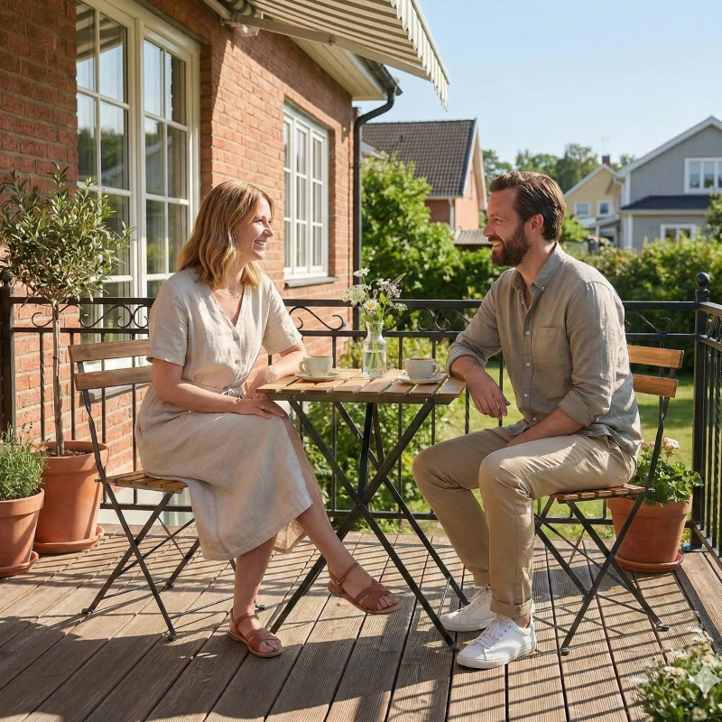 Outsunny Ensemble de Salon de Jardin Bistrot 3 Pièces, 2 Chaises Pliantes, Table Carrée en Bois d'Acacia, 55x55x71cm, Naturel