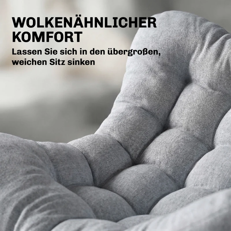 Outsunny Rattan Schaukelstuhl Gartenliege mit dicke Kissen, Gartenschaukel bis 120 kg Indoor Outdoor 87 x 110 x 70 cm Grau