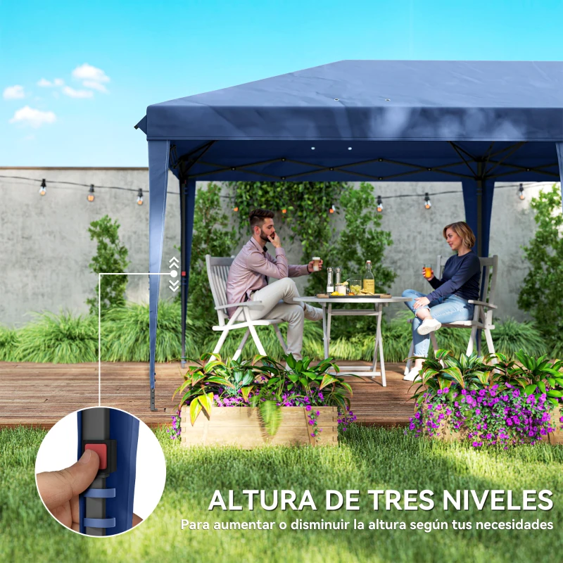 Outsunny Carpa Plegable 6x3 m Pop-up con 4 Laterales Desmontables Cenador de Jardín con 2 Ventanas y Bolsa de Transporte Azul