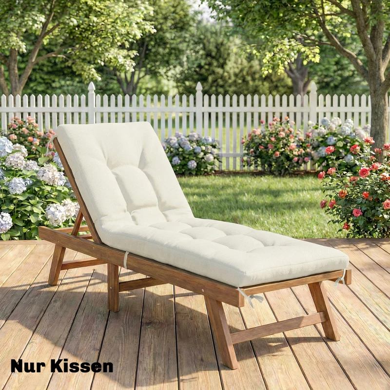 Outsunny Palettenkissen Abnehmbar Sitzkissen mit Befestigungsbändern Palettenpolster für die meisten Liegen 198x65x13cm Beige