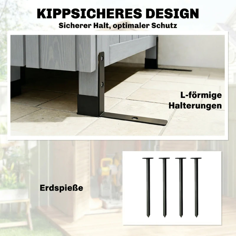 Outsunny Gartenschrank Holz extra hohe Geräteschuppen mit verstellbar Ablage magnetisch Tür galvanisiert Dach Belüftung