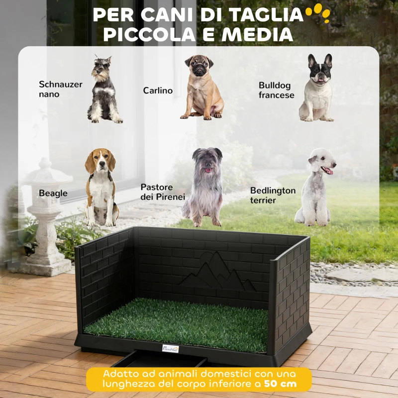 PawHut Toilette per Cani con Vassoio Estraibile, 75 x 51 x 36,5 cm