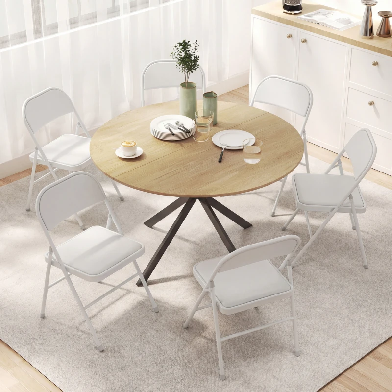 HOMCOM Lot de 6 chaises pliantes chaises de salle à manger portables cadre en acier 45 x 46 x 78 cm blanc