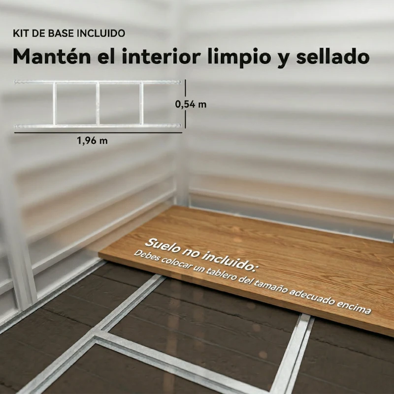 Outsunny Cobertizo Metálico para Jardín 213x120x166/194 cm con Base Refuerzo Puertas Correderas y Ventilaciones Verde Oscuro