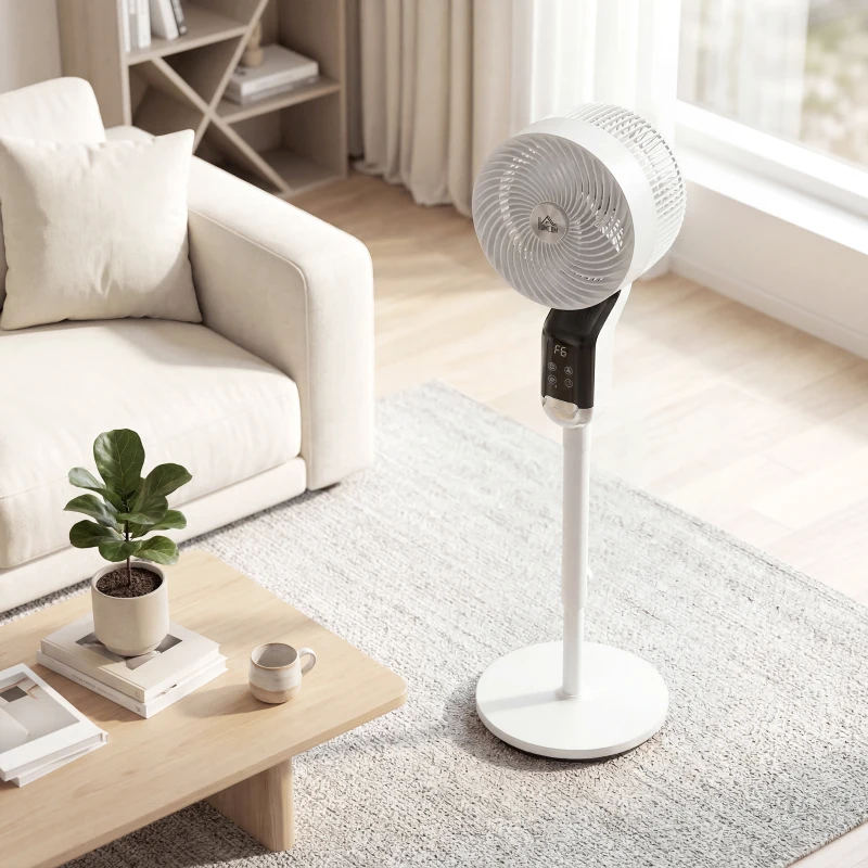 HOMCOM 20 dB Silent Standing Fan, 41" Pedestal Fan with Remote, 85° Oscillating, 8 Speeds, Adjustable Height, 12H Timer