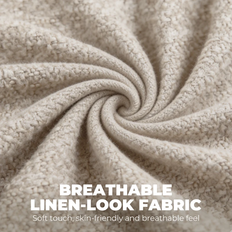 HOMCOM Eetkamerstoelen gestoffeerd keukenstoelen met stalen poten Beige