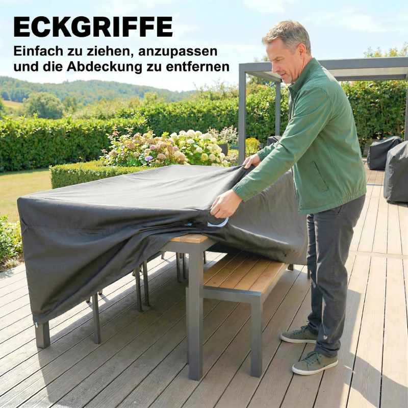 Outsunny Schutzhülle für Gartenmöbel Winterfest Wasserdicht Winddicht Anti-UV Abdeckplane 420D Oxford Gewebe 180x120x74cm Schwarz
