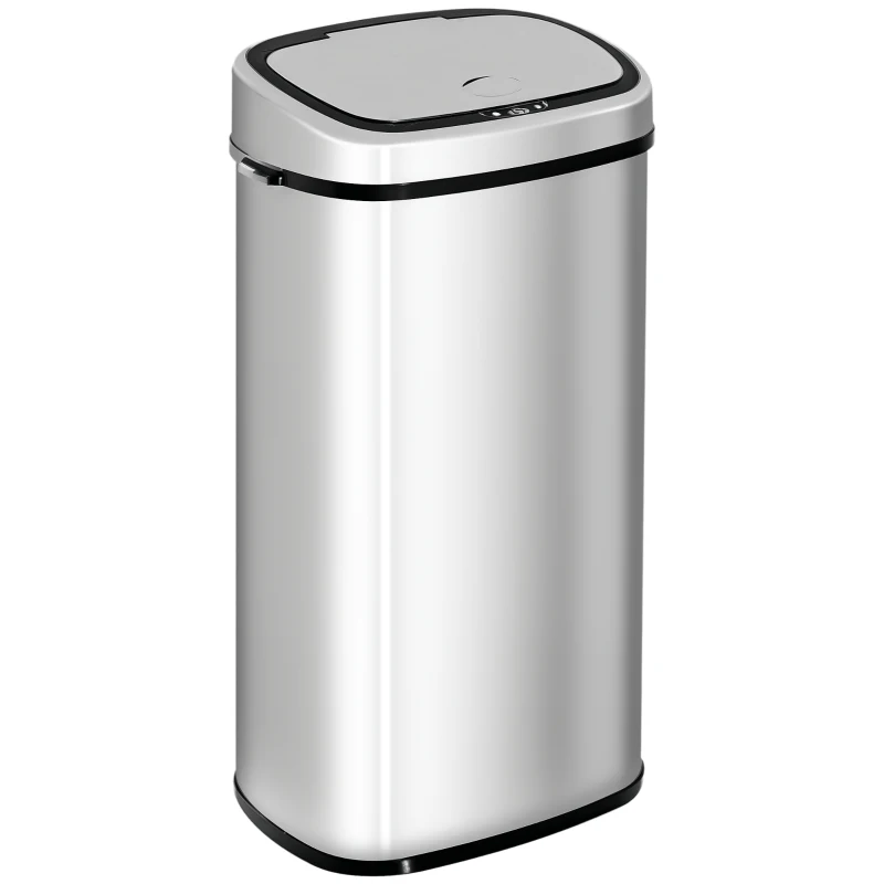 HOMCOM Kitchen Bin, 68L Stainless Steel Sensor Bin, Automatic Recycling Bins for Kitchen, Silver