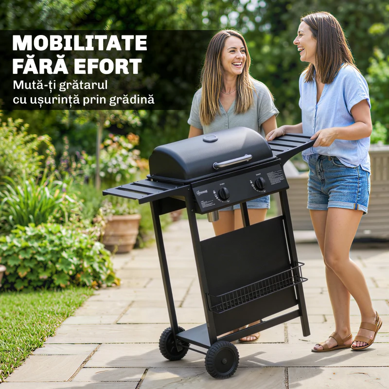 Outsunny Grătar cu plită din fontă