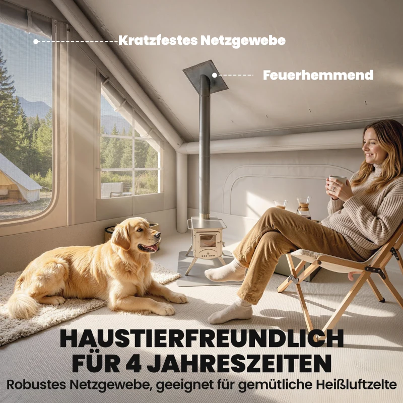 Outsunny Aufblasbares Zelt 5-8 Personen Schneller Aufbau 5000 mm Wasserdicht & Winddicht mit Luftpumpe Kaminöffnung Dachfenster