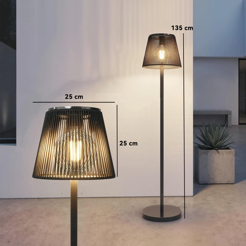 Outsunny Outdoor Solar Floor Lamp, Adjustable Height Rechargeable Floor Lamp IP44 Waterproof