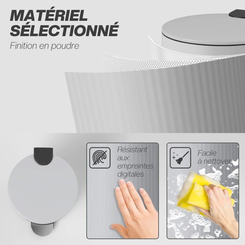 HOMCOM Poubelle cuisine 30L, poubelle à pédale avec seau intérieur amovible, couvercle à fermeture douce, 36x30x60,5cm, gris