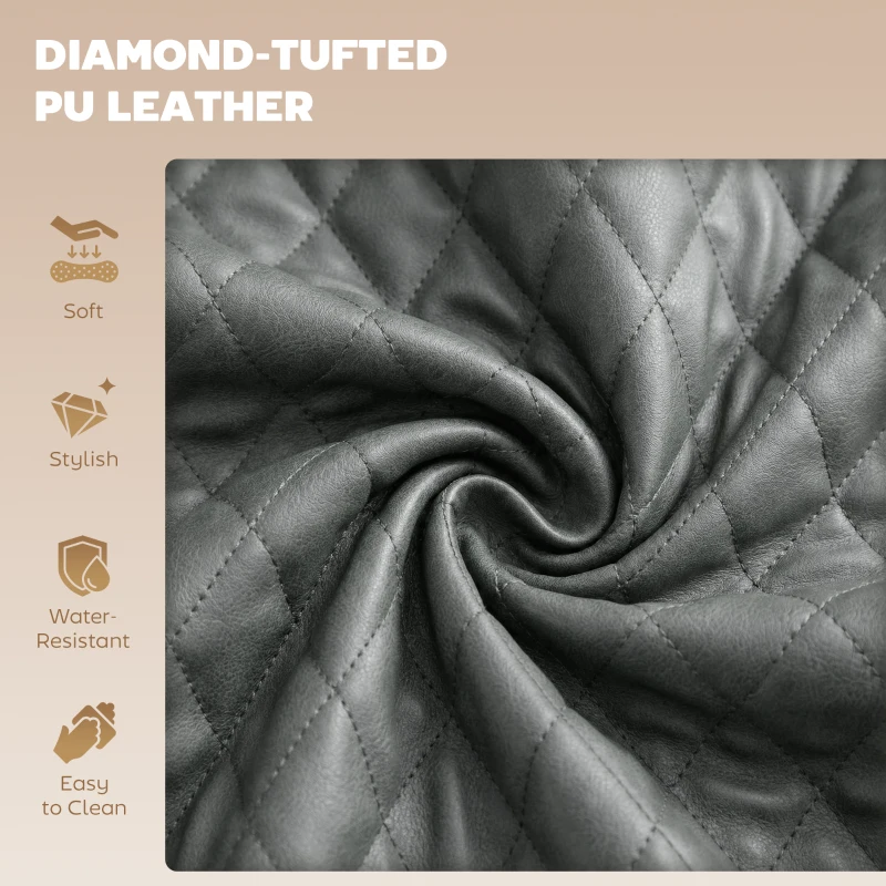 HOMCOM Retro Bar Stools Set of 2, Adjustable Kitchen Stool, Upholstered Bar Chairs with Back, Swivel Seat, Dark Grey