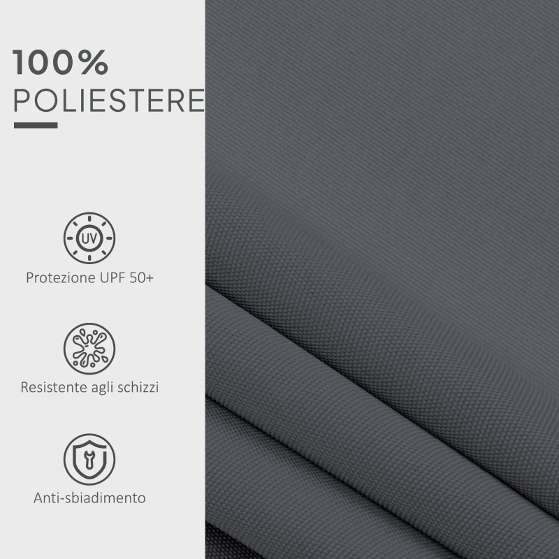 Outsunny Telo di Ricambio per Tenda Parasole Retrattile 4x3 m in Poliestere Anti UV 50+ Grigio