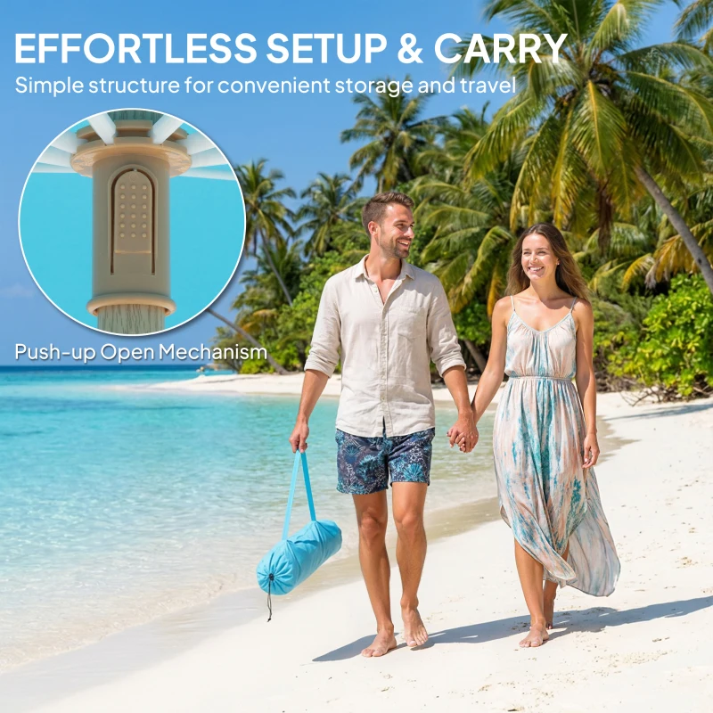 Outsunny 1.7 m Beach Umbrella with Sand Anchor, 30° Tilting Fringed Beach Garden Parasol with Adjustable Height, Grey