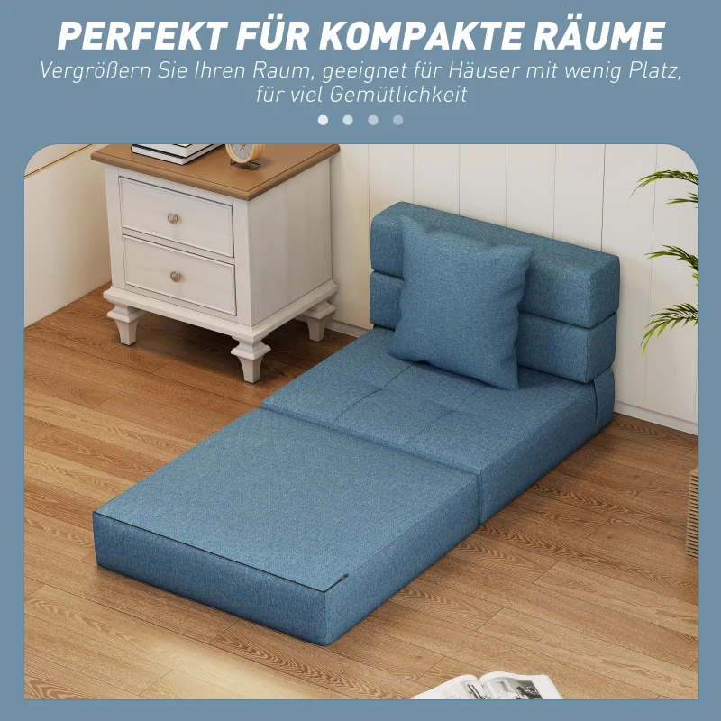 HOMCOM Schlafsessel Relaxsessel Gästebett. abnehmbarer Bezug, 70 cm x 70 cm x 61 cm, Dunkelblau